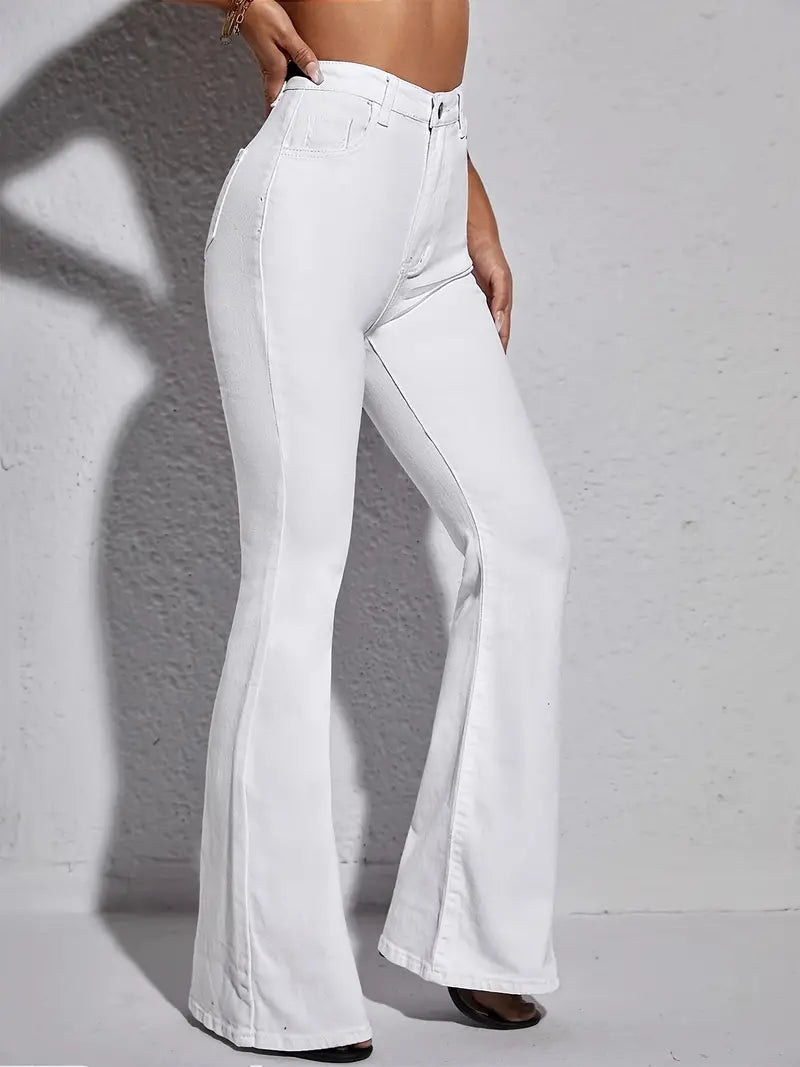 Ladies' White Bell-Bottom Jeans