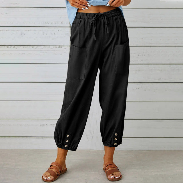 Chic Wide Leg Cotton Trousers