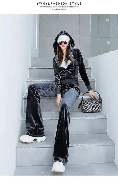 Cozy Velvet Two-Piece Hoodie Set