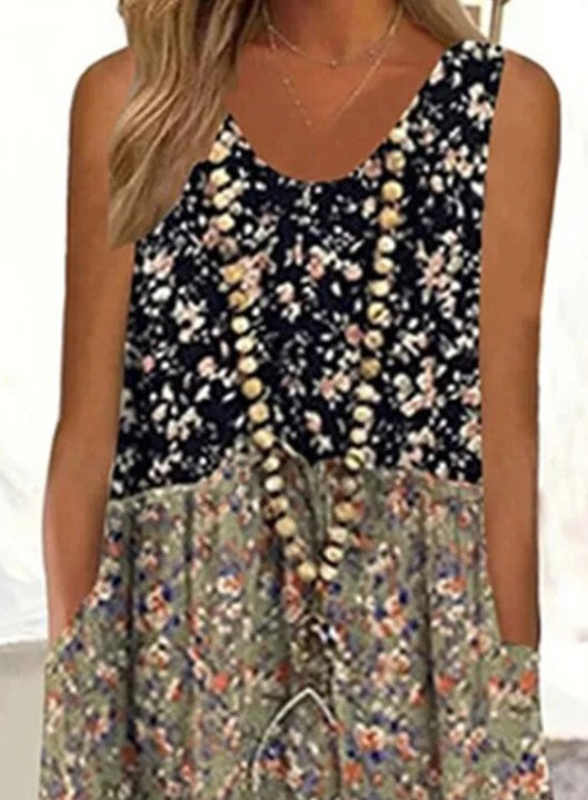 Ladies' Summer Sleeveless Patchwork Dress