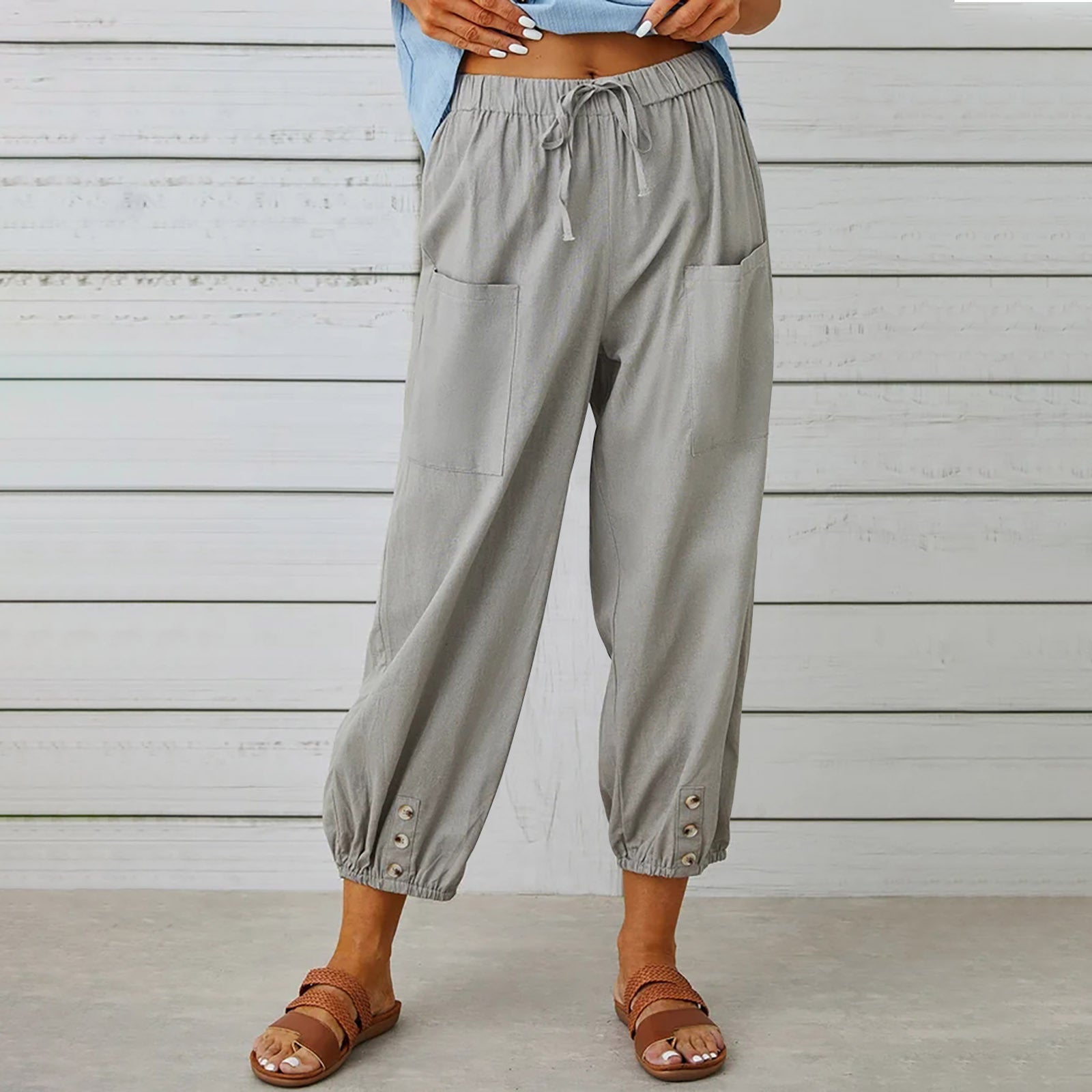 Chic Wide Leg Cotton Trousers