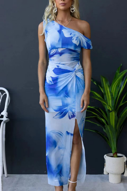 Stylish Slant Shoulder Dress