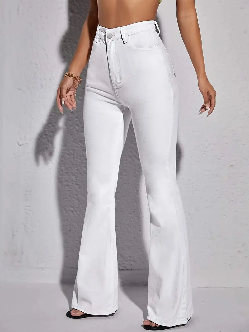 Ladies' White Bell-Bottom Jeans