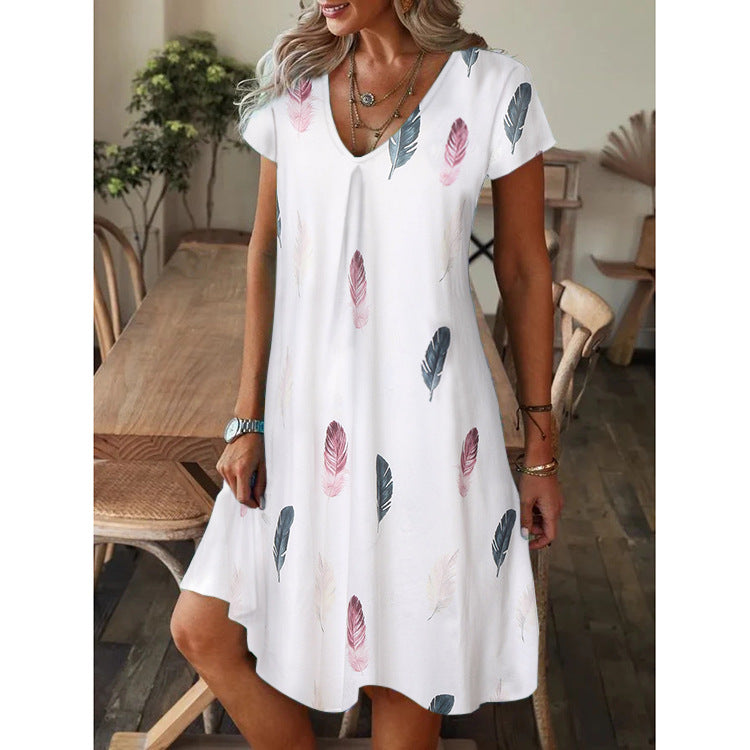 Trendy V-Neck Print Dress