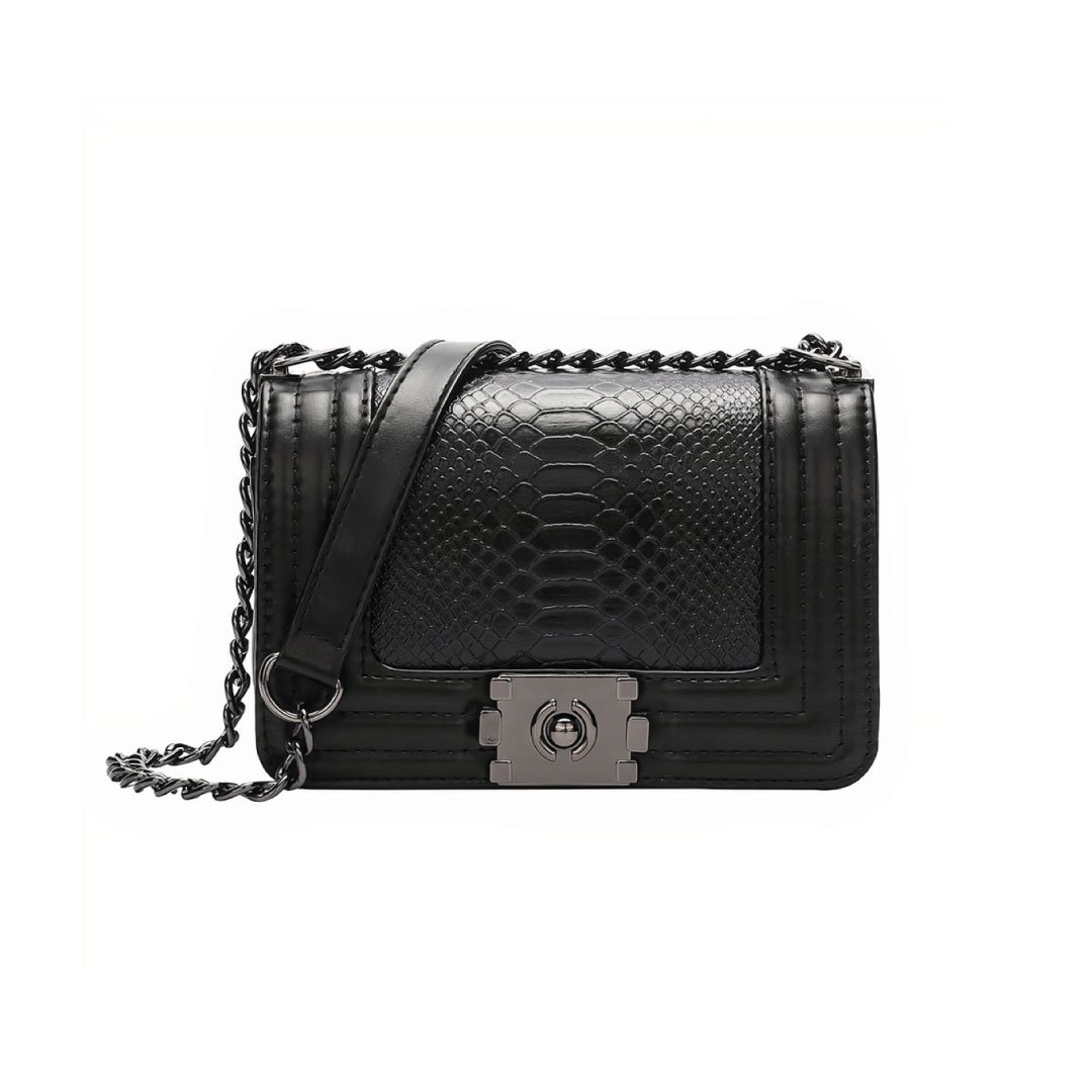 Bertha Chic Python Chained Vegan Leather Shoulder Bag
