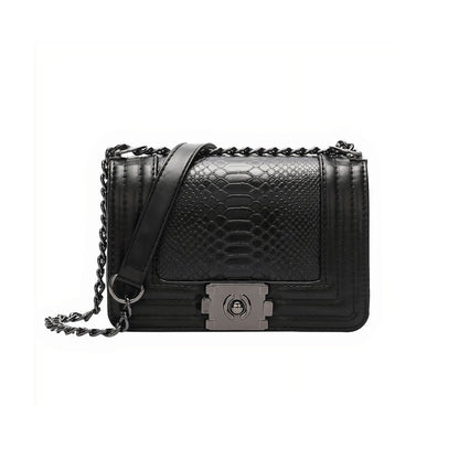 Bertha Chic Python Chained Vegan Leather Shoulder Bag
