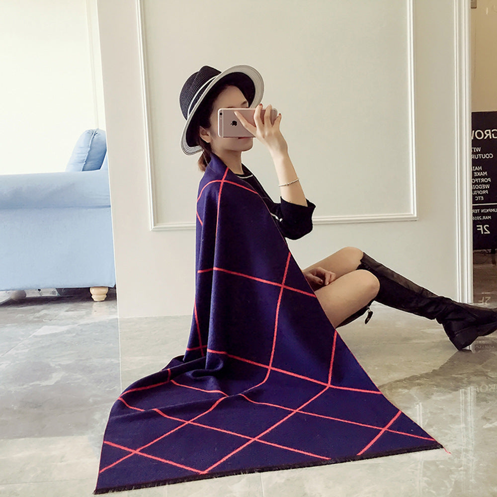 Reversible Plaid Cashmere Wrap