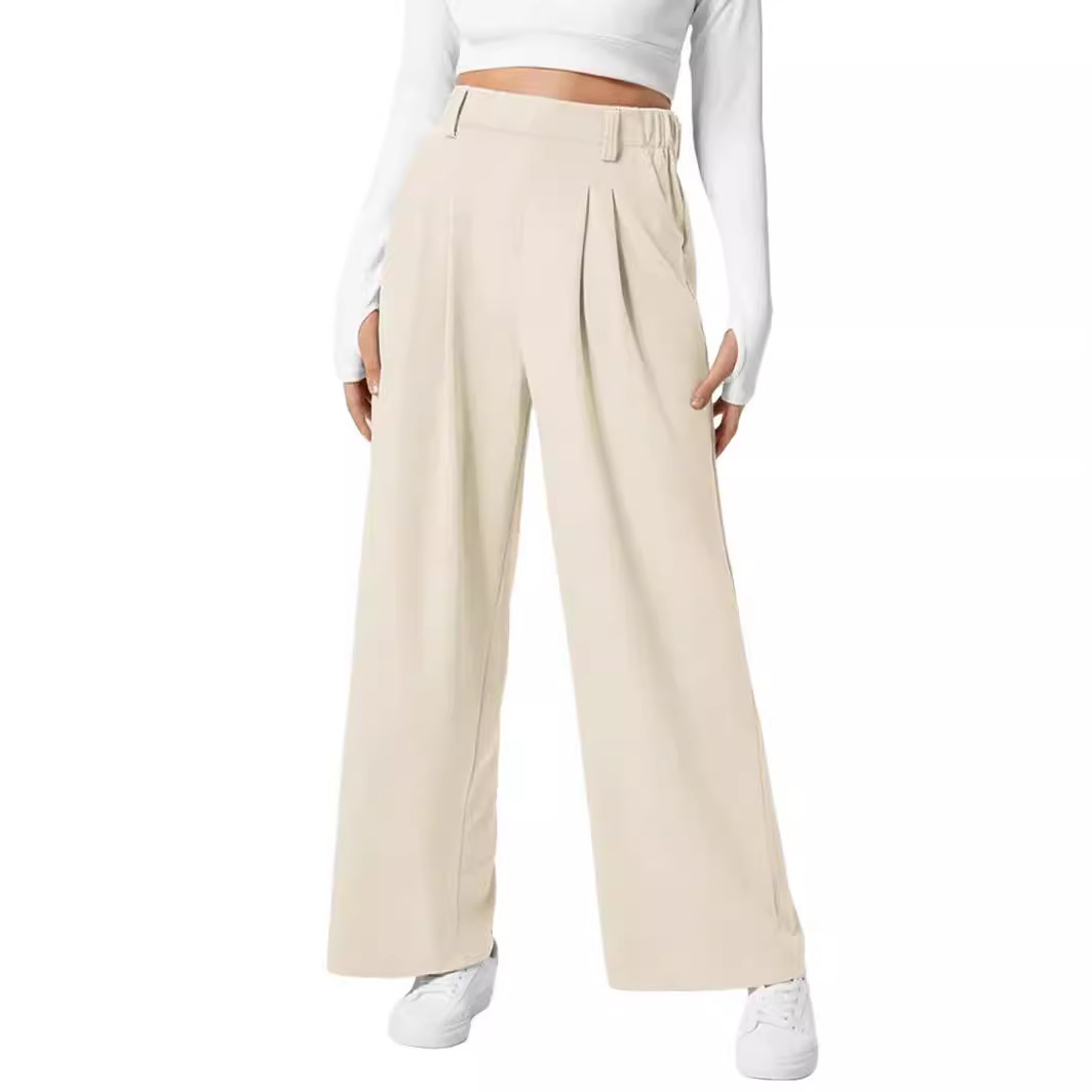 Women's High Waist Waffle Wide Leg Pants
