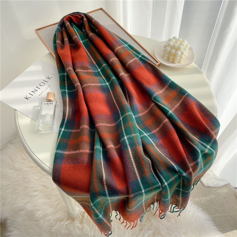 Winter Elegance Korean Plaid Shawl