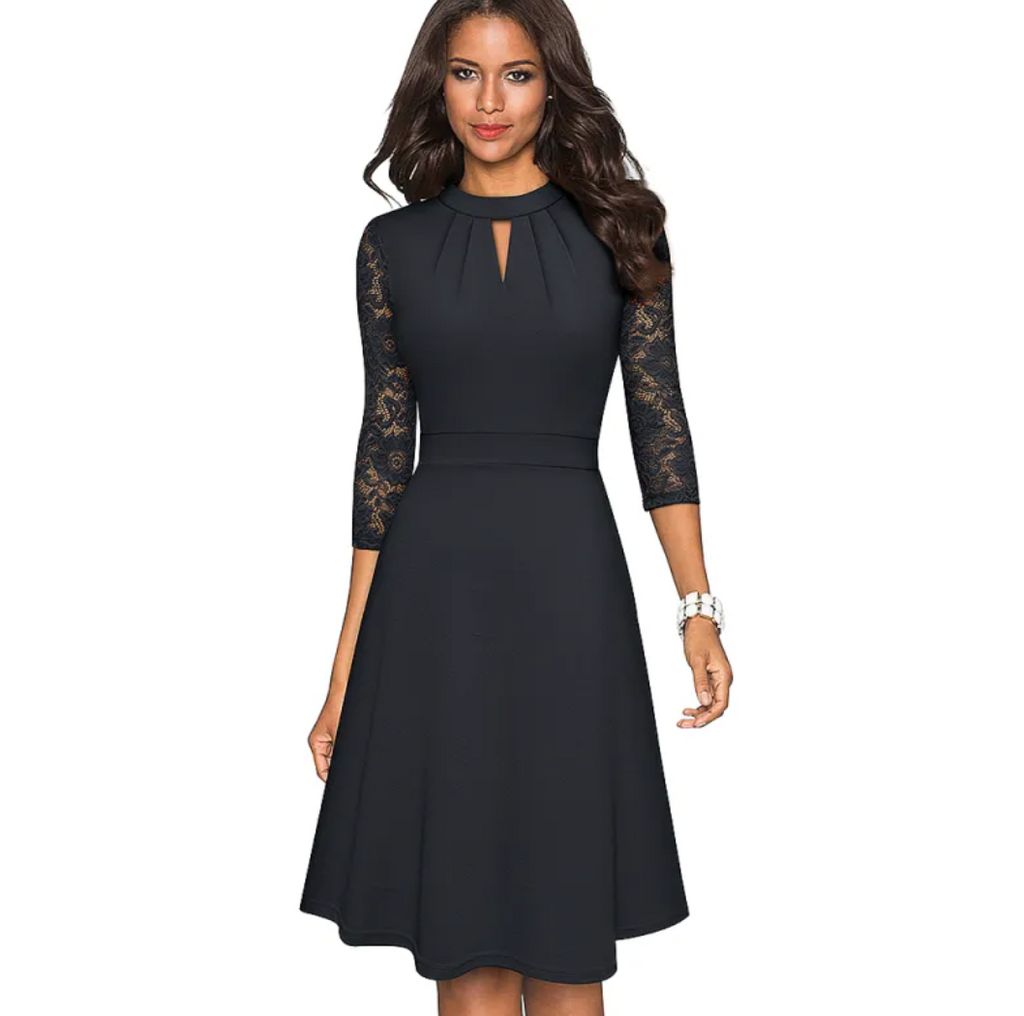 Flowy Cotton A-Line Dress with Zippered Back