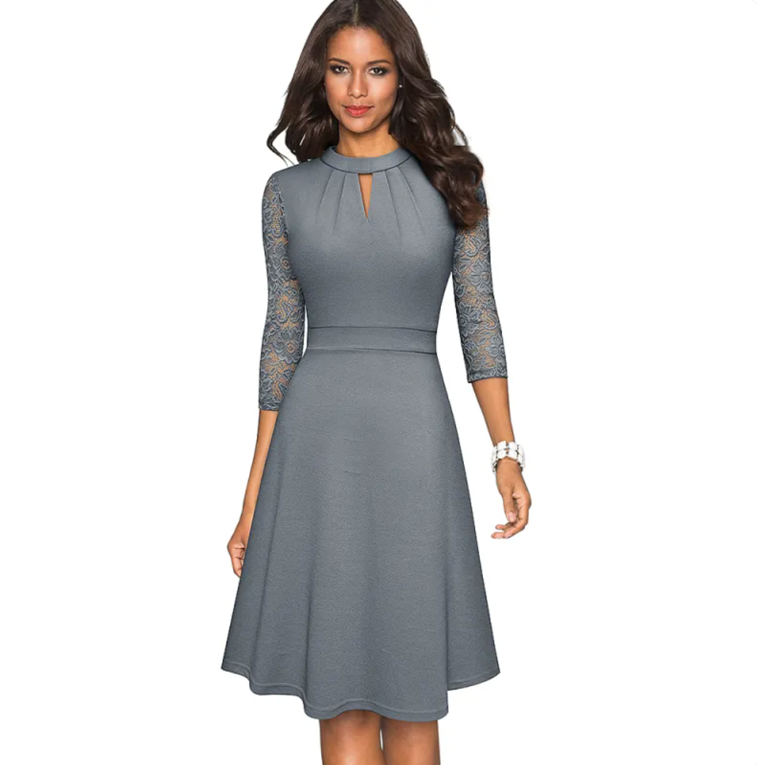 Flowy Cotton A-Line Dress with Zippered Back