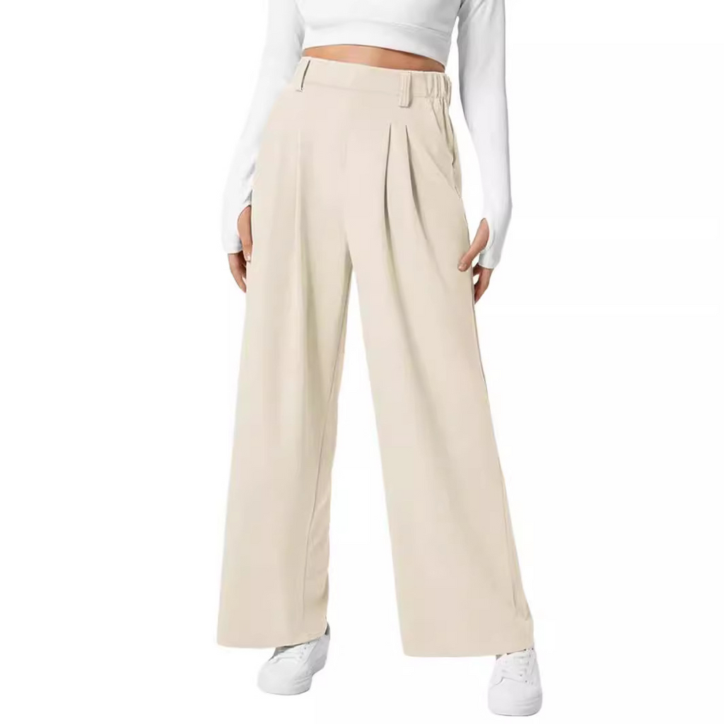 Women's High Waist Waffle Wide Leg Pants
