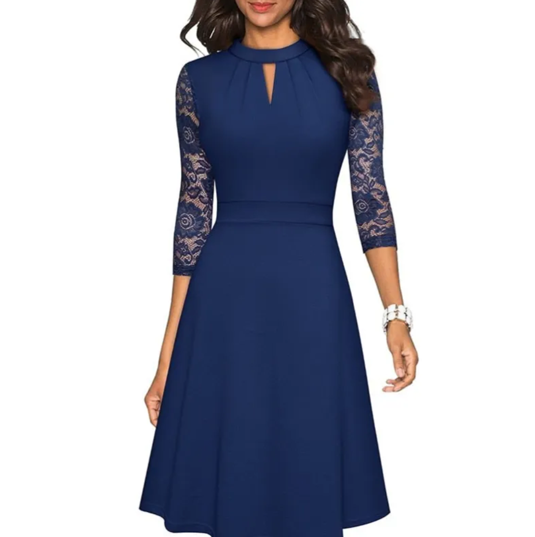 Flowy Cotton A-Line Dress with Zippered Back