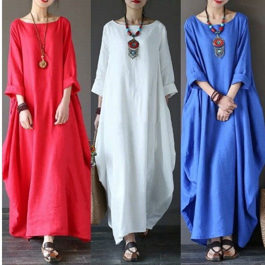 Classic Long Dress in Solid Colors