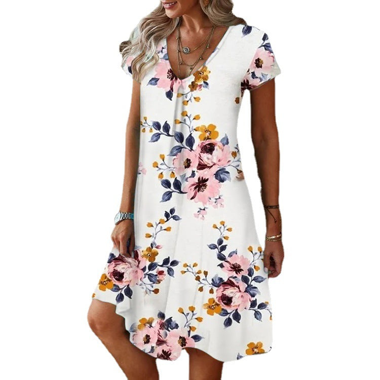 Trendy V-Neck Print Dress