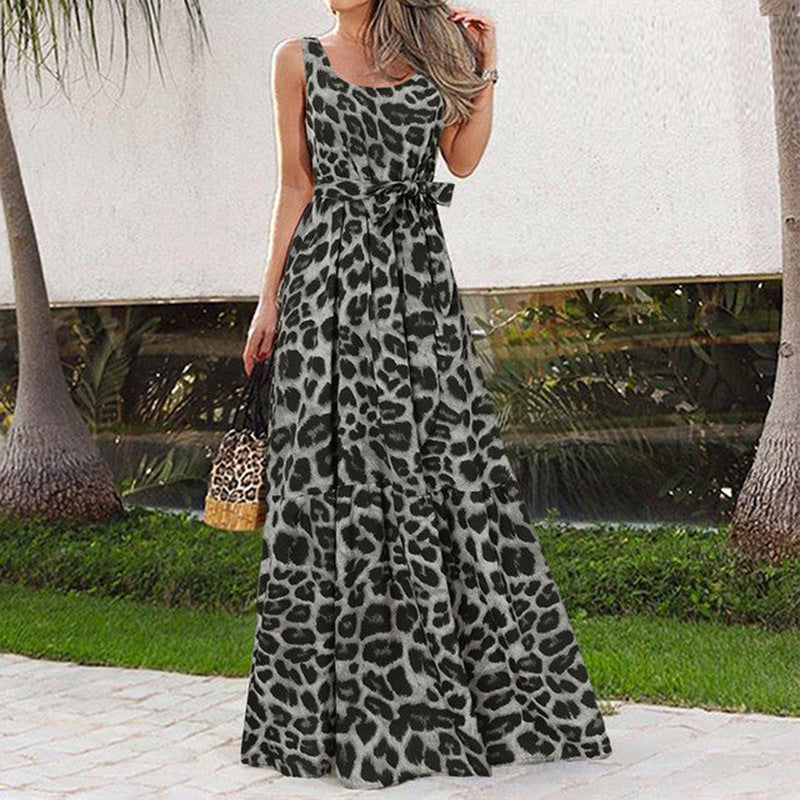 Sleeveless U-Neck Floral Dress for Women