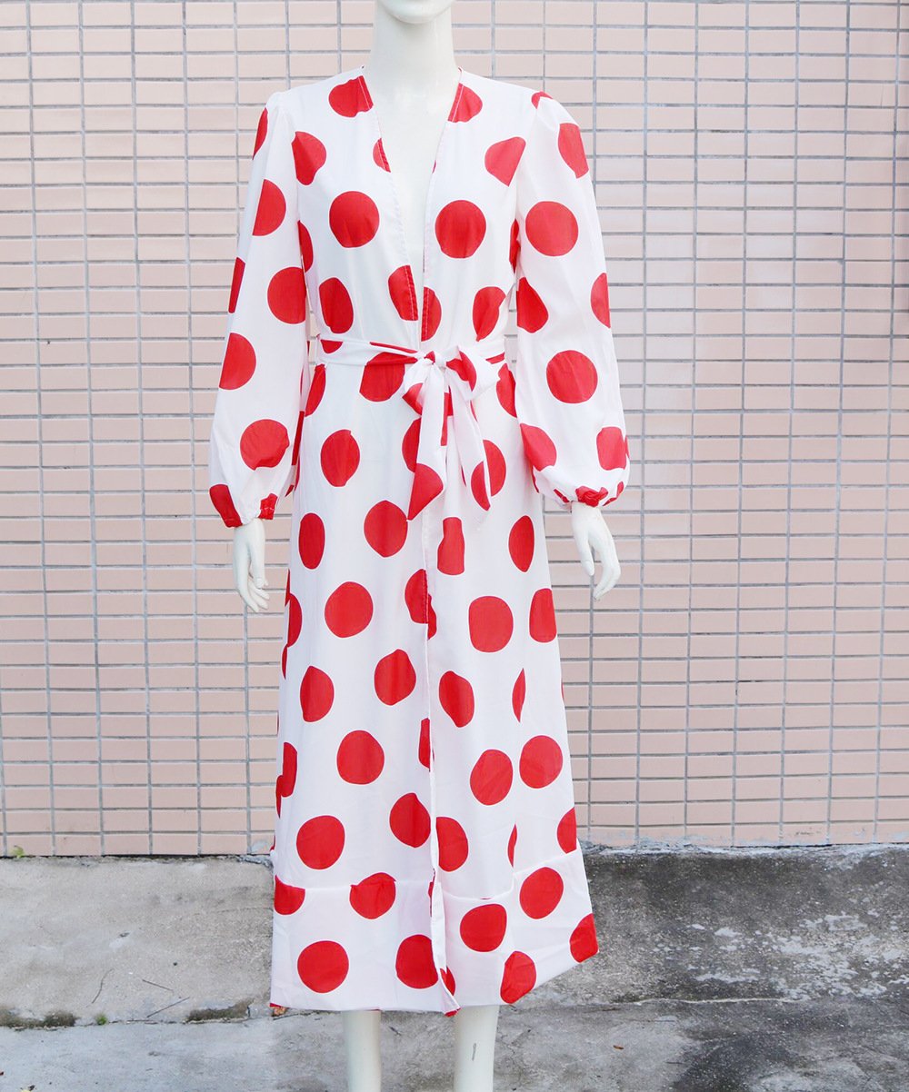 Polka Dot Mid-Waist Chiffon Dress