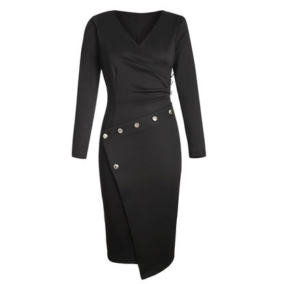 Elegant Asymmetrical Long-Sleeve Dress