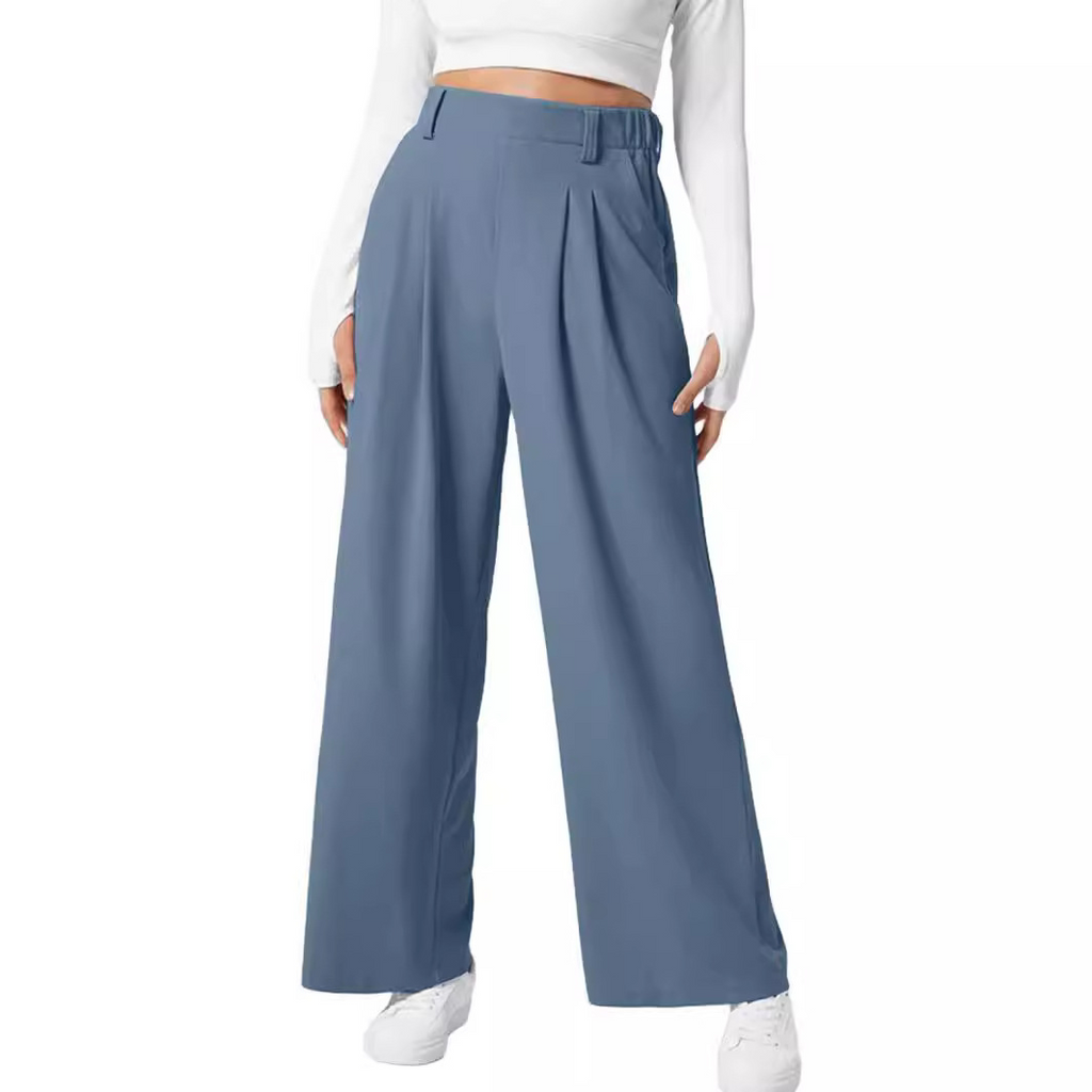 Women's High Waist Waffle Wide Leg Pants