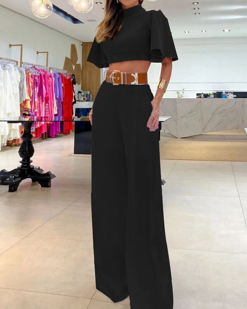 Breezy Cross-Back Top with Wide Leg Pants