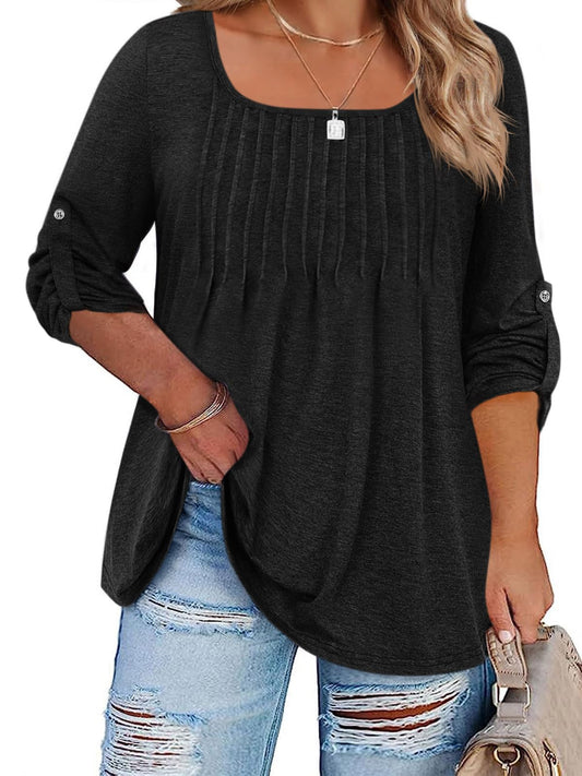 Beautife Loose Fit Square Neck Fashion Blouse