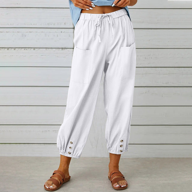 Chic Wide Leg Cotton Trousers