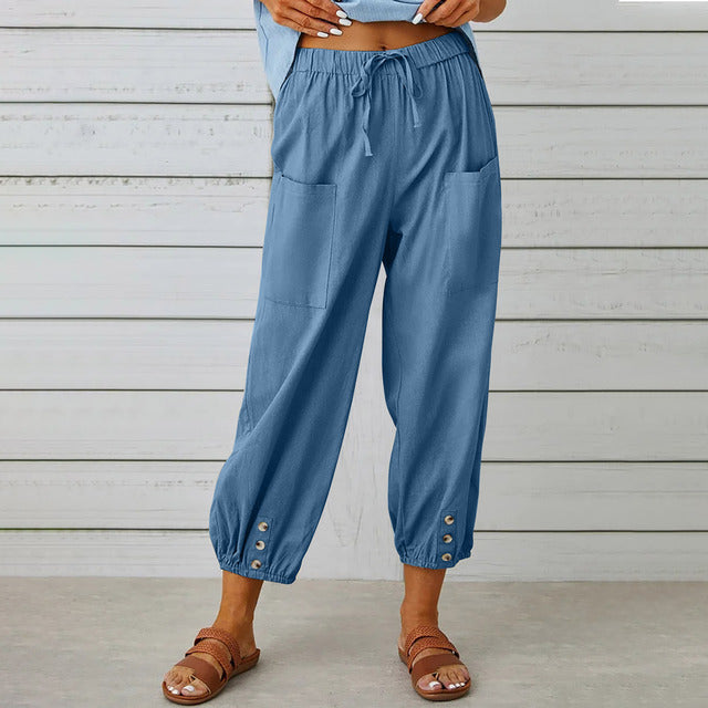 Chic Wide Leg Cotton Trousers