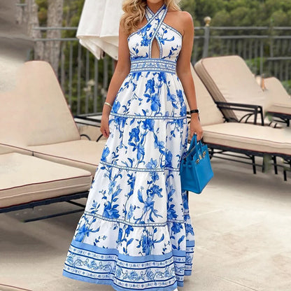 Elegant Summer Halter Maxi Dress