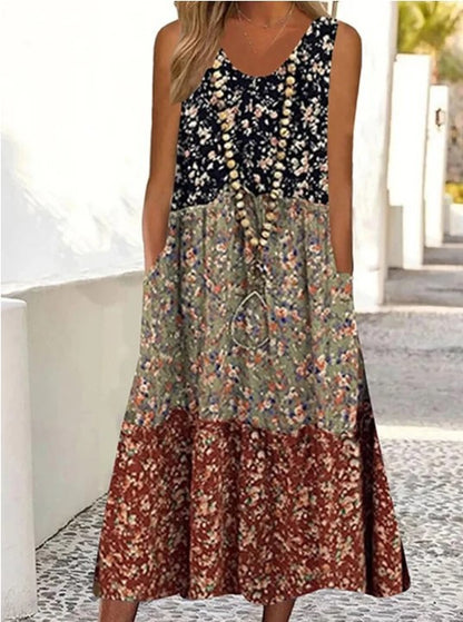 Ladies' Summer Sleeveless Patchwork Dress