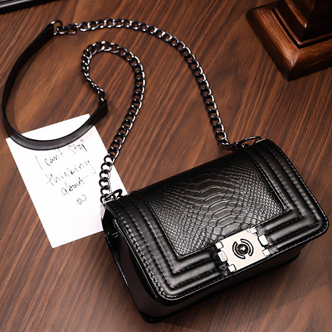 Bertha Chic Python Chained Vegan Leather Shoulder Bag