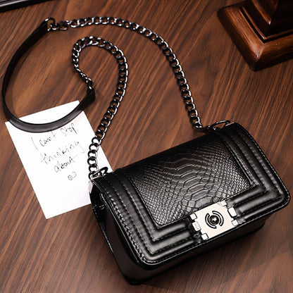 Bertha Chic Python Chained Vegan Leather Shoulder Bag