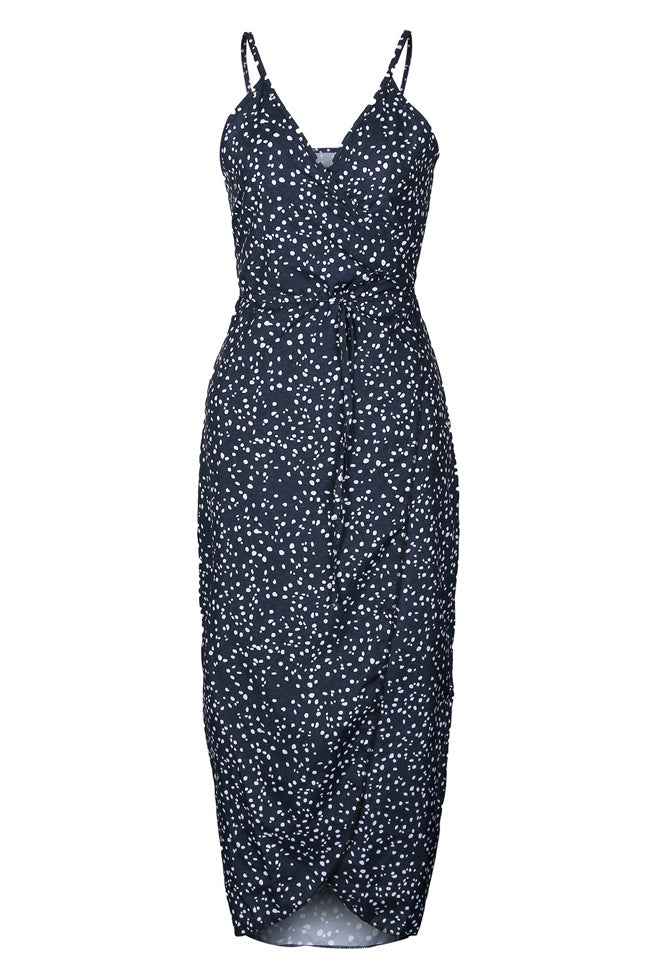 Vibrant Flower Print V-Neck Dress