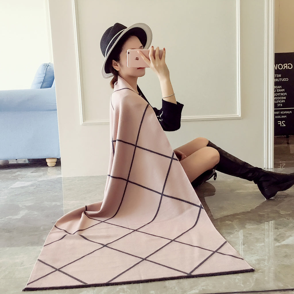 Reversible Plaid Cashmere Wrap