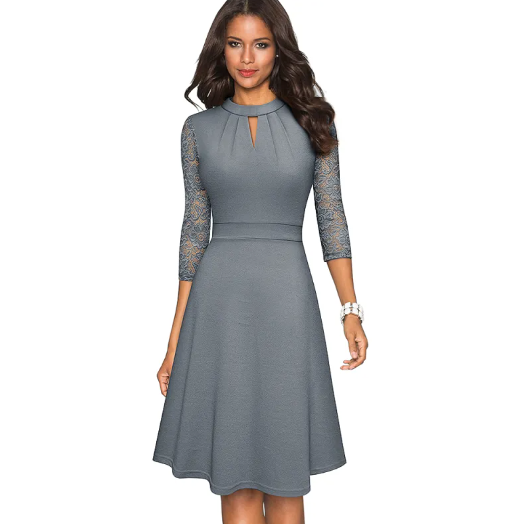 Flowy Cotton A-Line Dress with Zippered Back