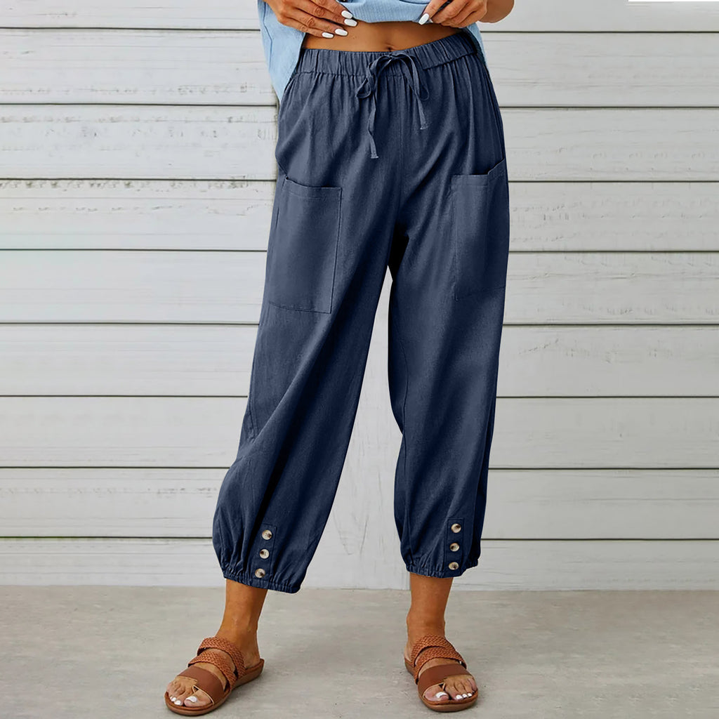 Chic Wide Leg Cotton Trousers