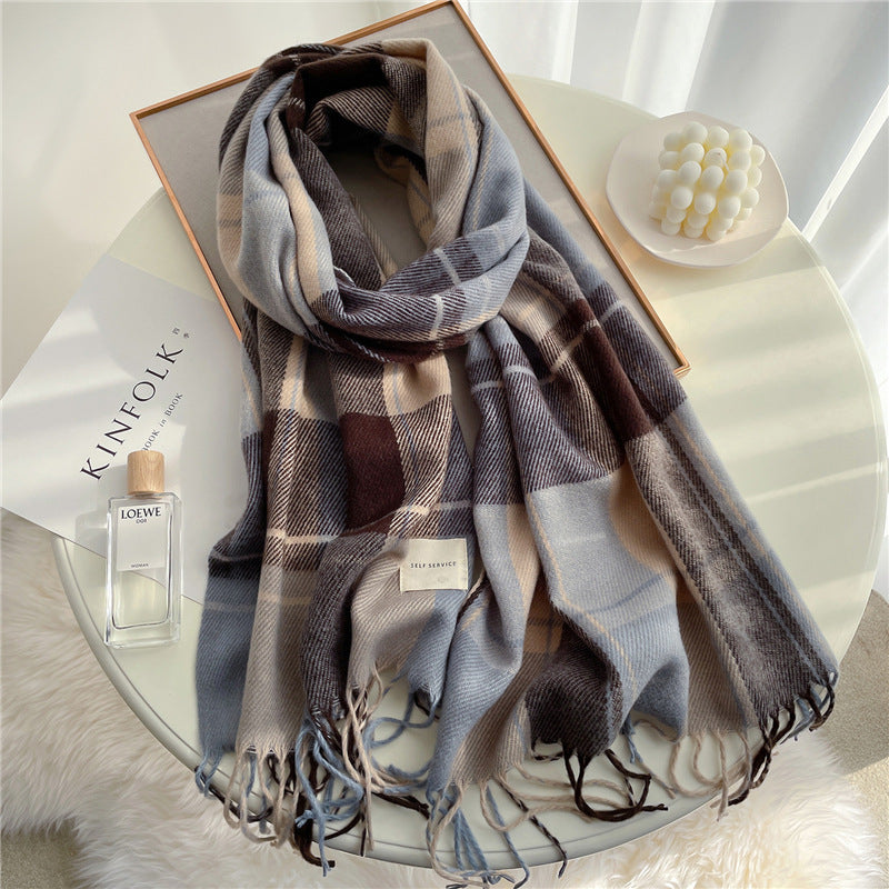 Winter Elegance Korean Plaid Shawl