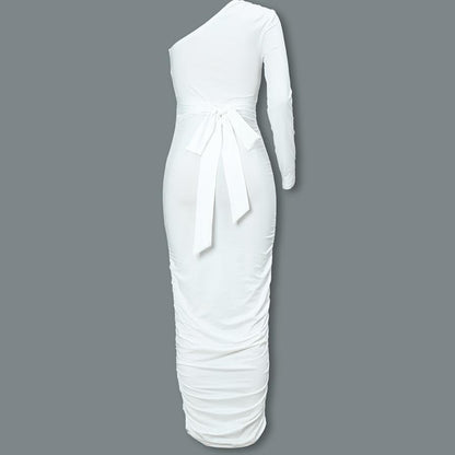 Stylish Sole Shoulder White Dress