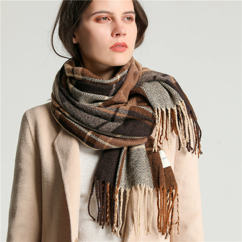 Winter Elegance Korean Plaid Shawl