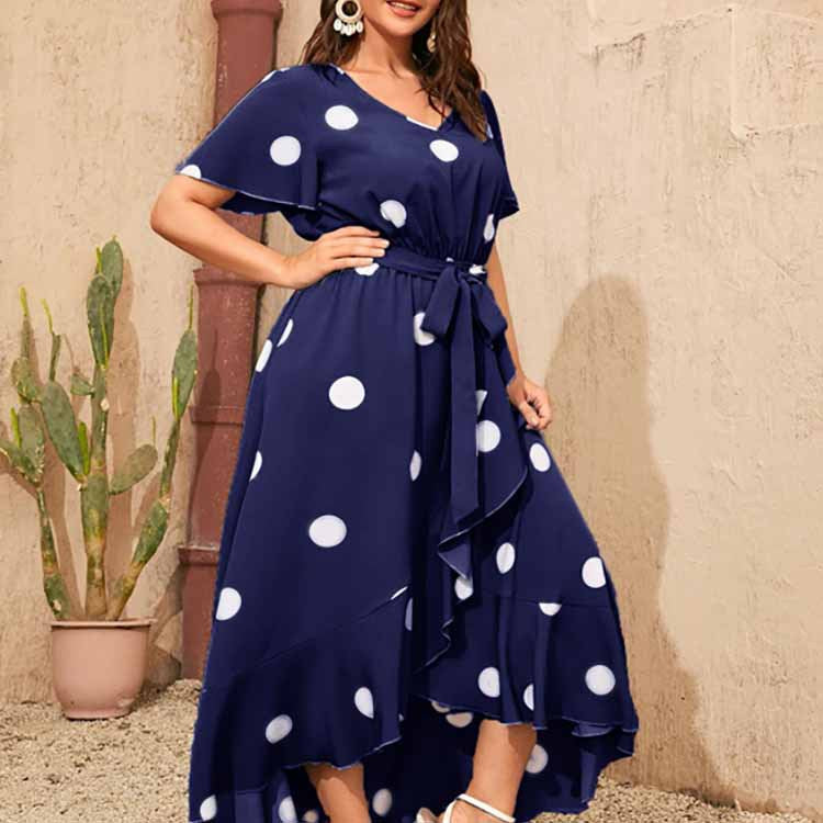Elegant Polka Dot V-Neck Dress