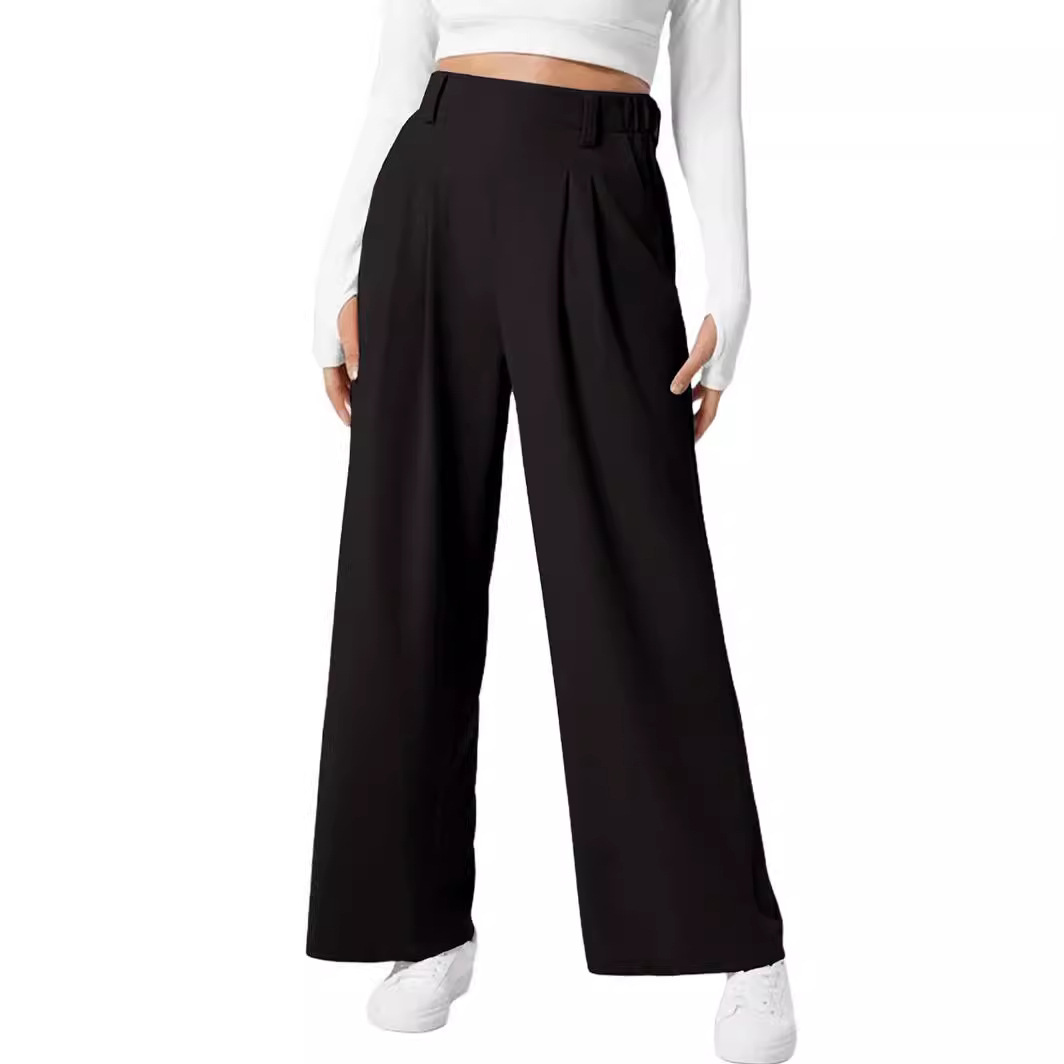 Women's High Waist Waffle Wide Leg Pants