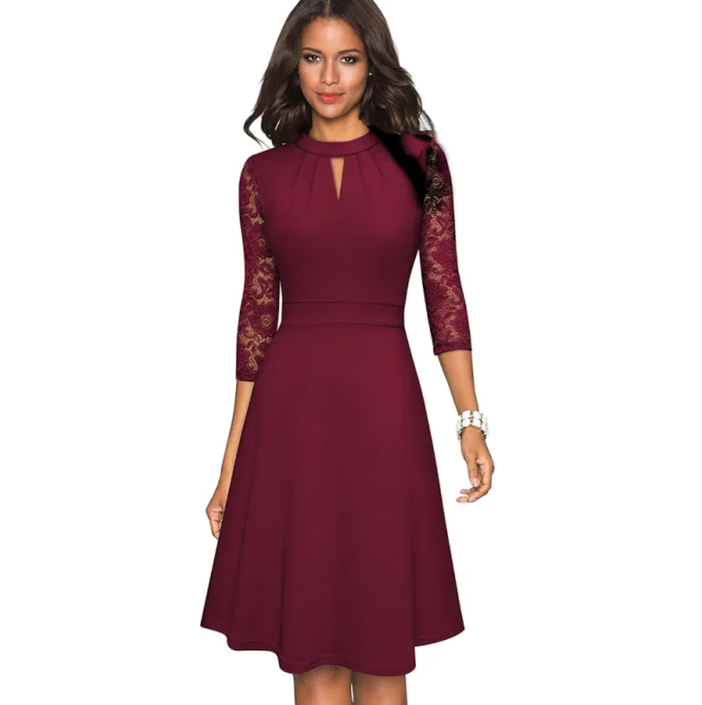 Flowy Cotton A-Line Dress with Zippered Back