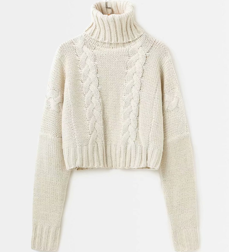 Cozy High Neck Cable Knit Sweater
