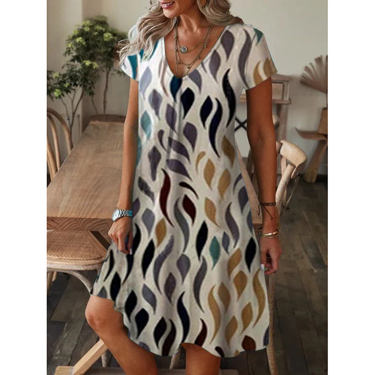 Trendy V-Neck Print Dress
