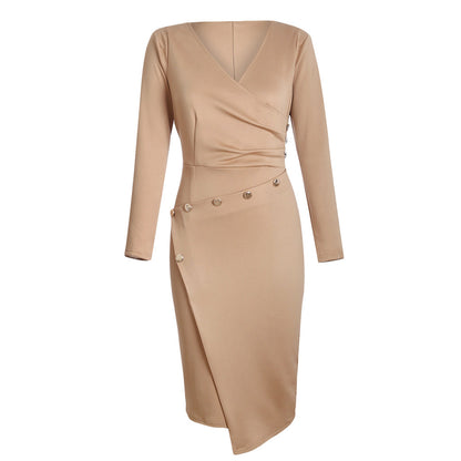 Elegant Asymmetrical Long-Sleeve Dress