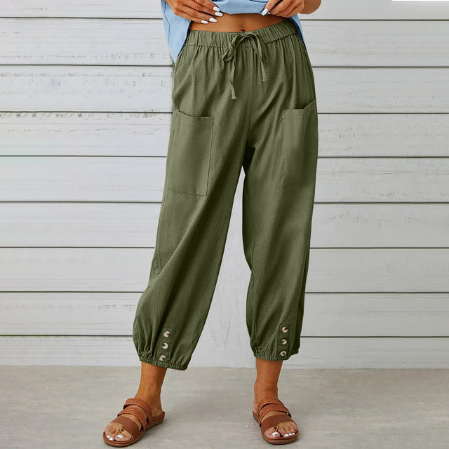 Chic Wide Leg Cotton Trousers