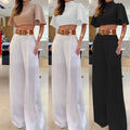 Breezy Cross-Back Top with Wide Leg Pants