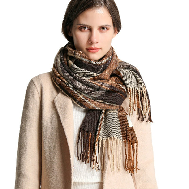 Winter Elegance Korean Plaid Shawl