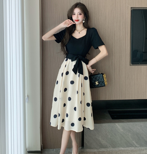 Polka Plus Chiffon Dress