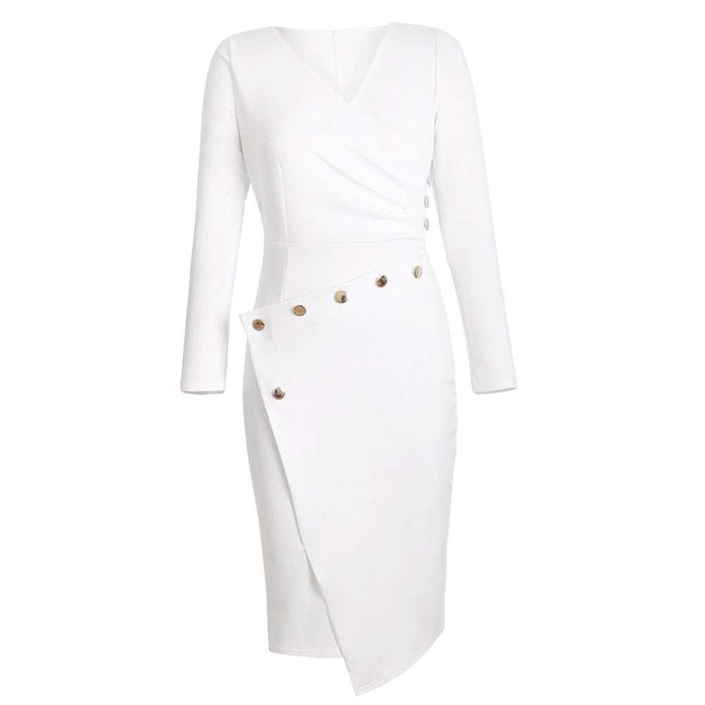 Elegant Asymmetrical Long-Sleeve Dress