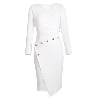 Elegant Asymmetrical Long-Sleeve Dress
